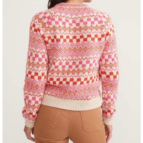 Marine Layer Archive Corralito Pullover Crew Sweater Pink Oatmeal Fair Isle M - Picture 3 of 11